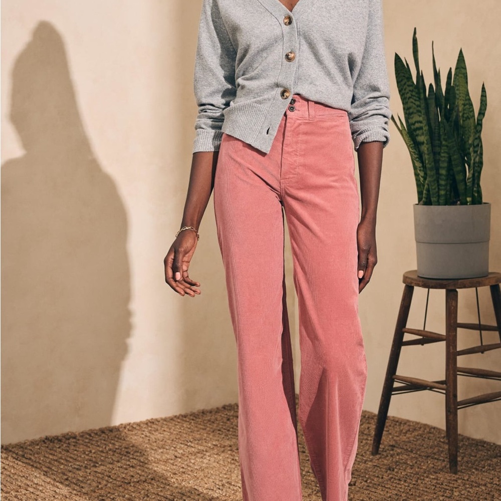 Faherty Stretch Cord Wide Leg - Women's Pink Jeans